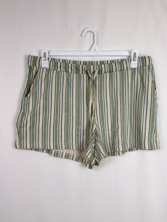 George Pants - 🔥4 for $20🔥 George Women Shorts L Large Green Cream Striped Cotton Drawstring